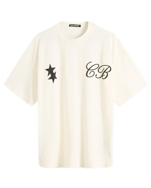 Cole Buxton White Cursive 2 Star T-Shirt for men