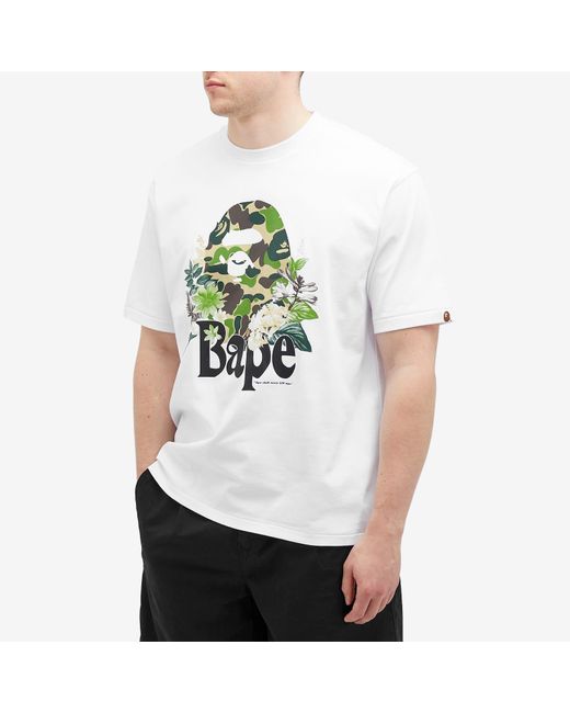 A Bathing Ape White Flora Ape Head T-Shirt for men