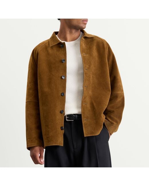 Studio Nicholson Green Bowe Suede Overshirt for men