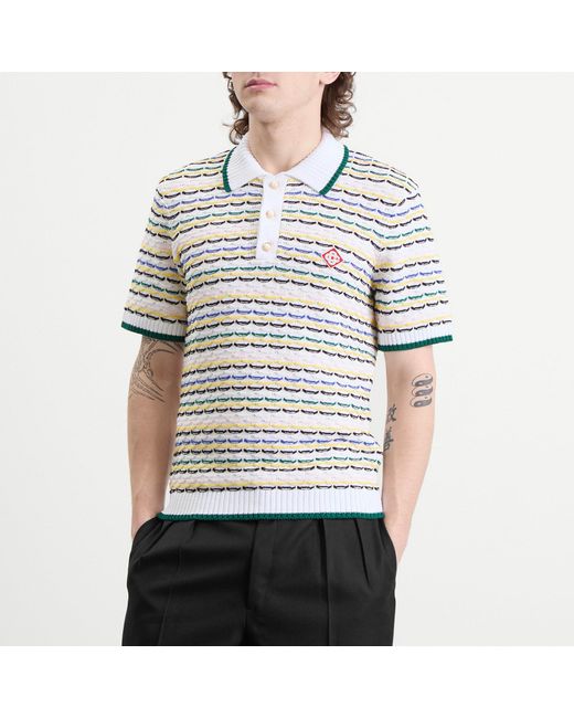 Casablanca Blue Tuck Stitch Polo Shirt for men
