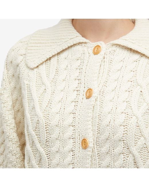 DUNST White Fisherman Knit Cardigan