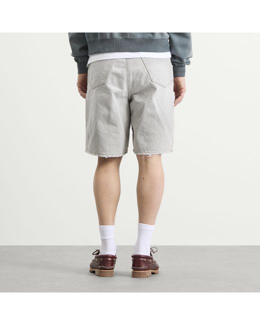 Beams Plus Gray Damage Denim Shorts for men