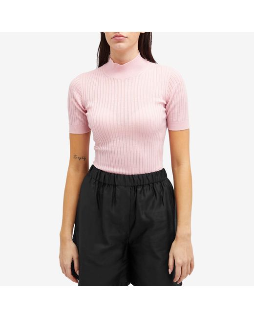 Versace Pink High Neck Knitted Top