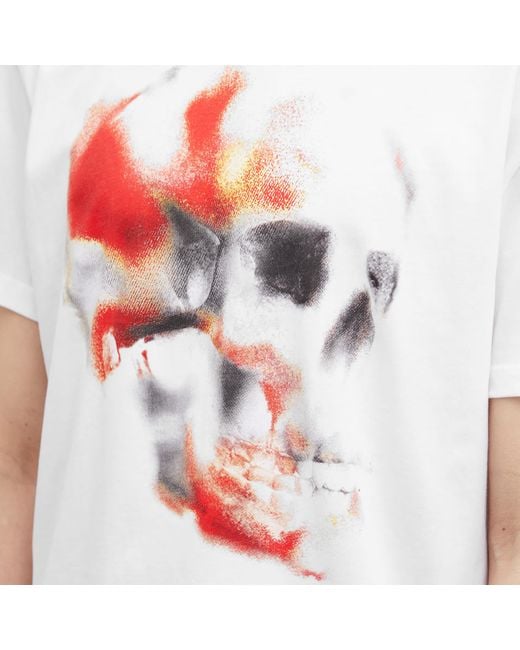 Alexander McQueen White Obscured Skull Print T-Shirt for men