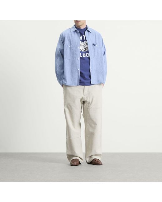 Unlikely Dry Goods Blue Open Collar Chambray Shirt for men