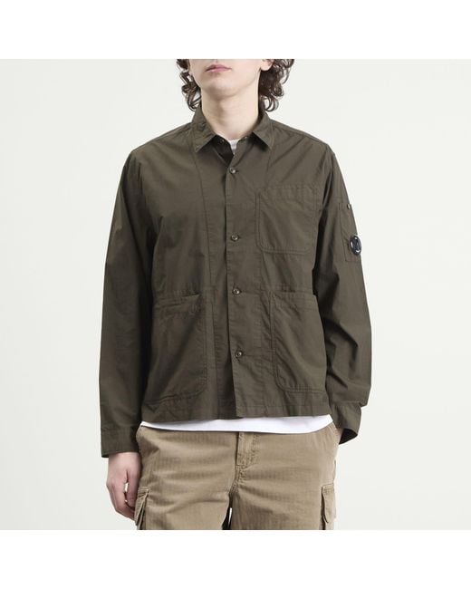 C P Company Green Popeline Lens Overshirt for men