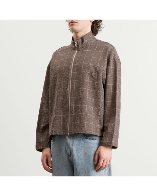 MKI Miyuki-Zoku Seersucker Check Track Jacket in Grey for Men | Lyst UK