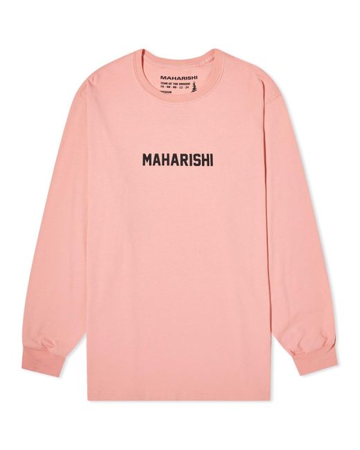 Maharishi Pink Long Sleeve Woodblock Dragon T-Shirt for men