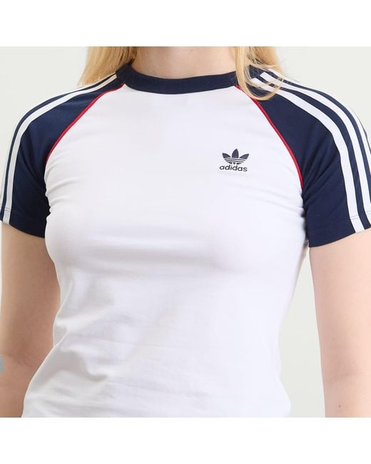 Adidas Blue Adicolor 3-Stripes Raglan Slim T-Shirt