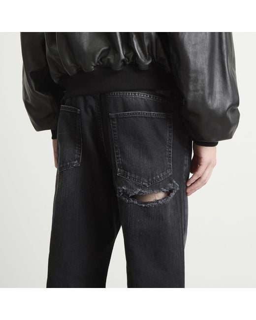 Balenciaga Gray Distressed Fit Fadeout Denim Jeans for men