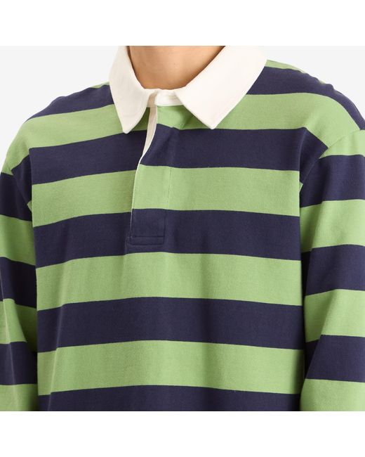 Palmes Green Striped Rugby Shirt for men