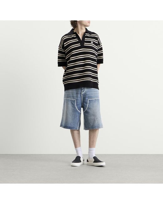 Amiri Black Ma Stripe Knit Polo for men