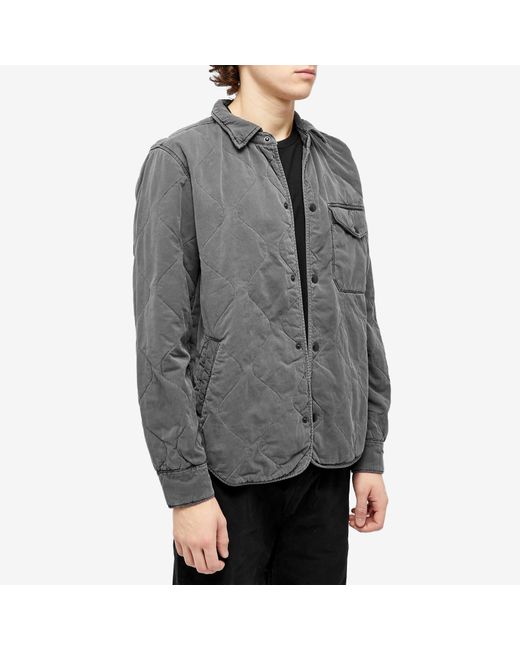 Save Khaki Gray Quilted Shirt Jacket for men