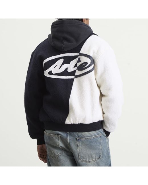 Arte' Blue Wool Varsity Jacket for men