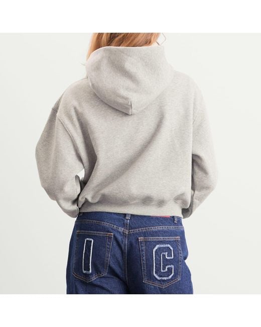 ICECREAM Gray College Cropped Popover Hoodie