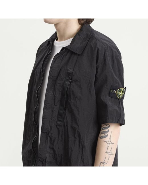 Stone Island Black Nylon Metal Short Sleeve Shirt for men