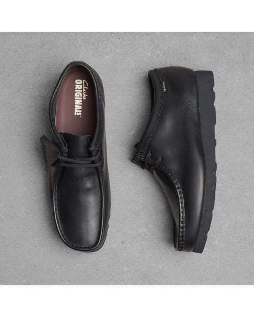 Clarks Black Leather Wallabee Gtx for men