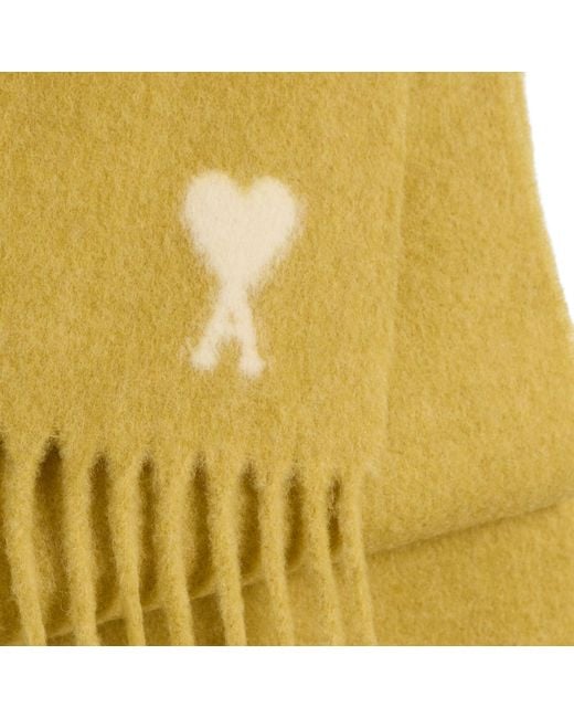 AMI Yellow Hairy Alpaca Wool Scarf for men