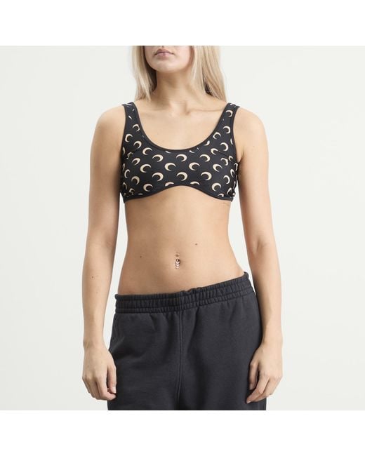 MARINE SERRE Black Moon Printed Bra