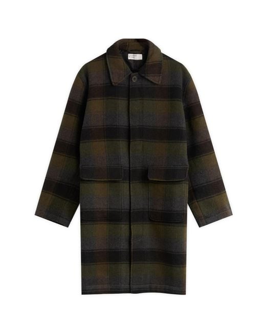 Universal Works Black Berlin Wool Check Account Coat for men