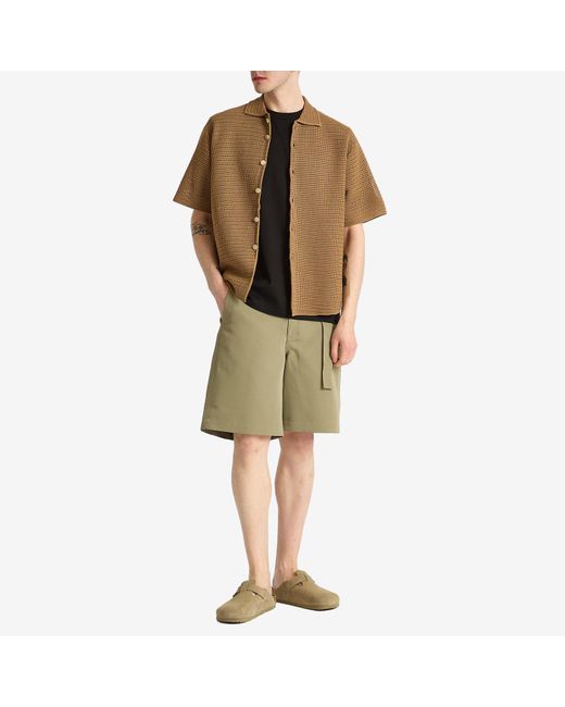 AURALEE Cotton Mesh Knit Half Sleeved Shirt in Brown for Men