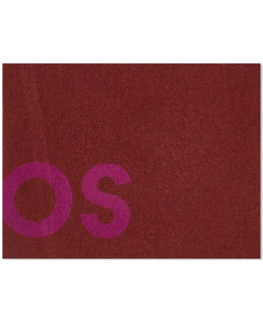 Acne Red Toronty Logo Contrast Recycled Scarf for men