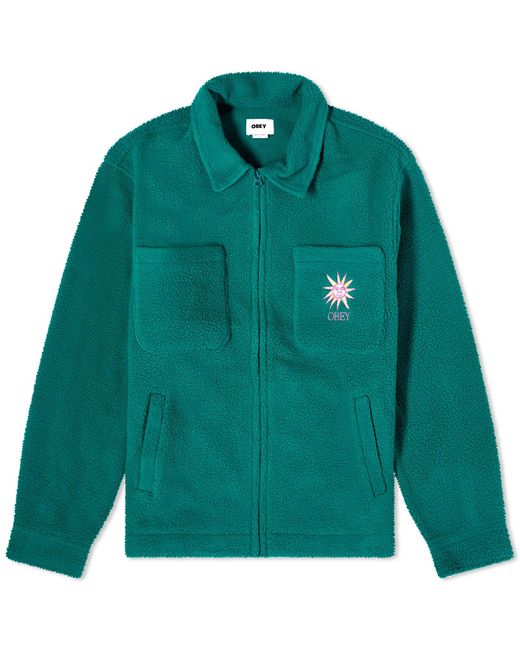 Obey Green Canal Polar Fleece Shirt Jacket for men
