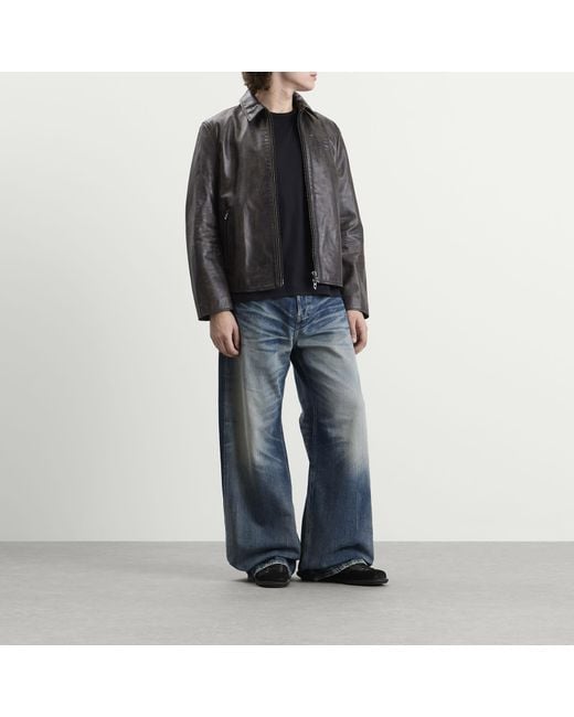 DIESEL Black Leather Jacket for men
