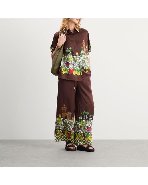 ALÉMAIS Brown Fredo Silk Pant