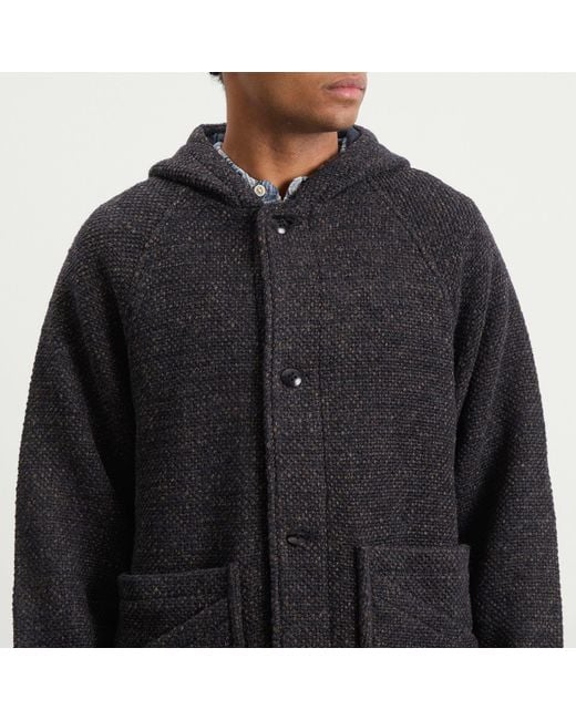 Folk Black Hooded Car Coat for men