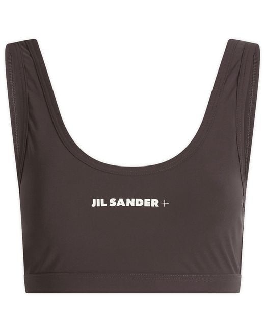 Jil Sander Gray Logo Activewear Bra