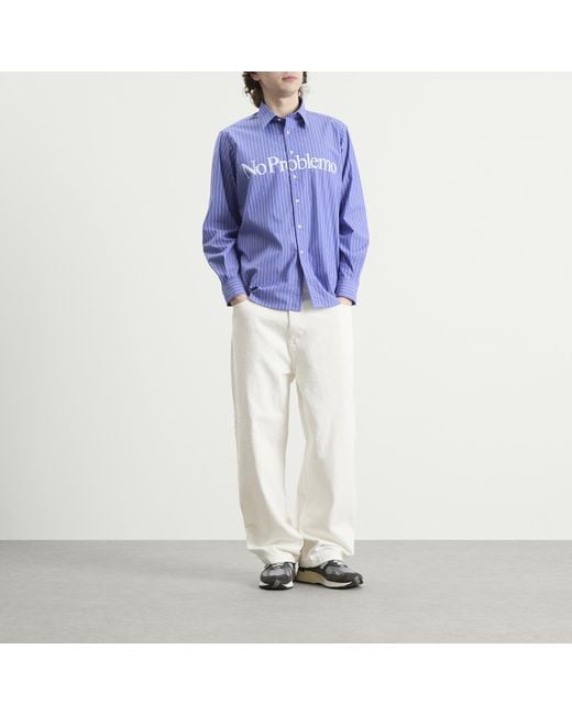 No Problemo Blue Logo Stripe Poplin Shirt