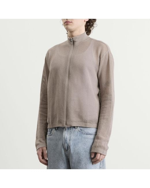 MKI Miyuki-Zoku Gray Linen Loose Knit Track Jacket for men
