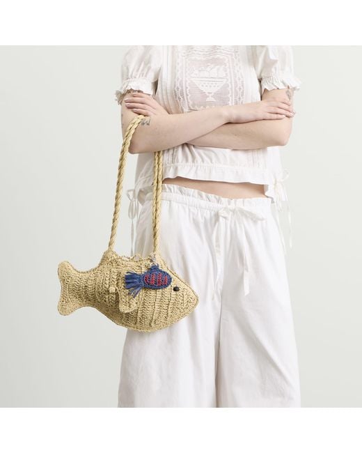 Damson Madder Blue Raffia Fish Bag Charm