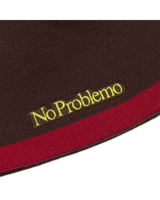 No Problemo Brown Np Stripe Reversible Beanie