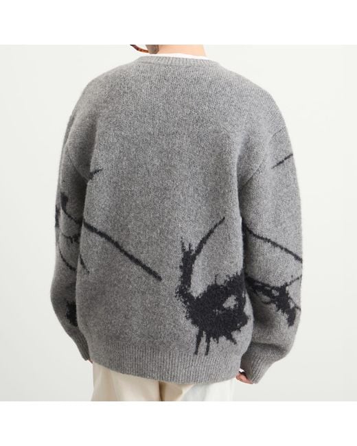 Dries Van Noten Gray Thistle Printed Alpaca Wool Jumper for men