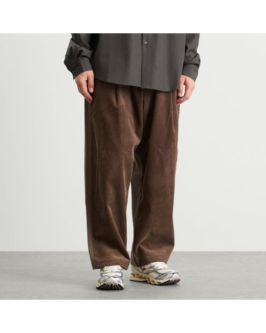 Merely Made Brown Wide Leg Cord Trousers for men