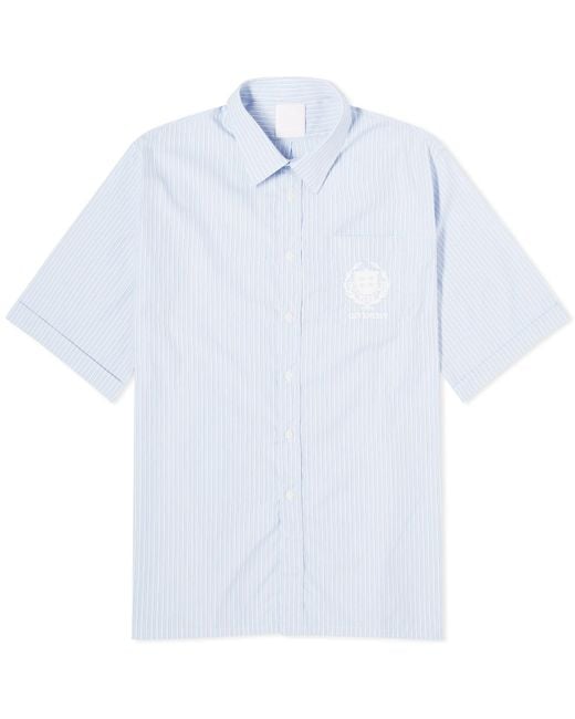 Givenchy Blue Crest Logo Stripe Short Sleeve Shirt for men