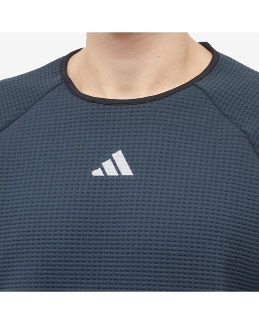 Adidas Blue Ultimate Cte Warm Long Sleeve T-Shirt for men