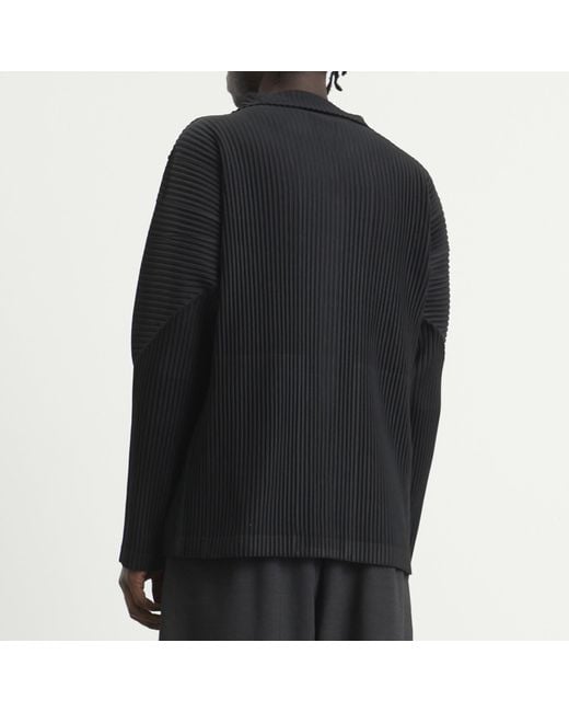Homme Plissé Issey Miyake Black Pleat Zip Up Cardigan for men