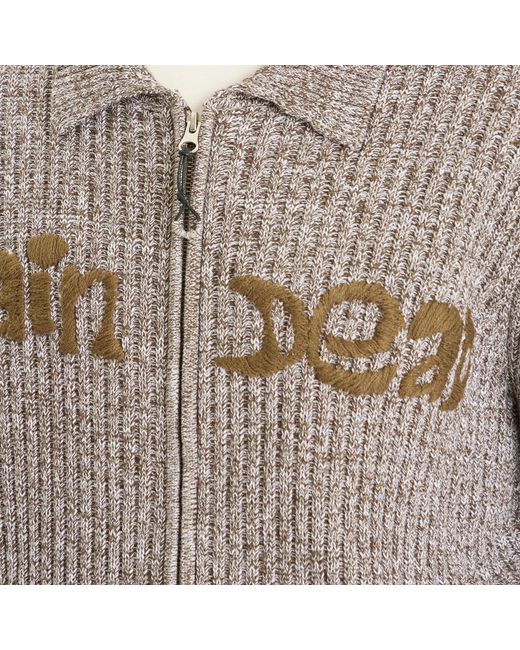 Brain Dead Gray Rib Knit Cardigan for men