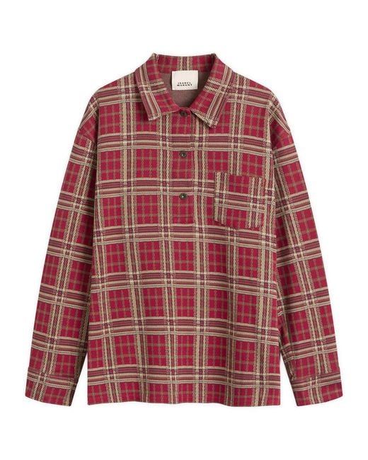 Isabel Marant Red Bruna Check Shirt