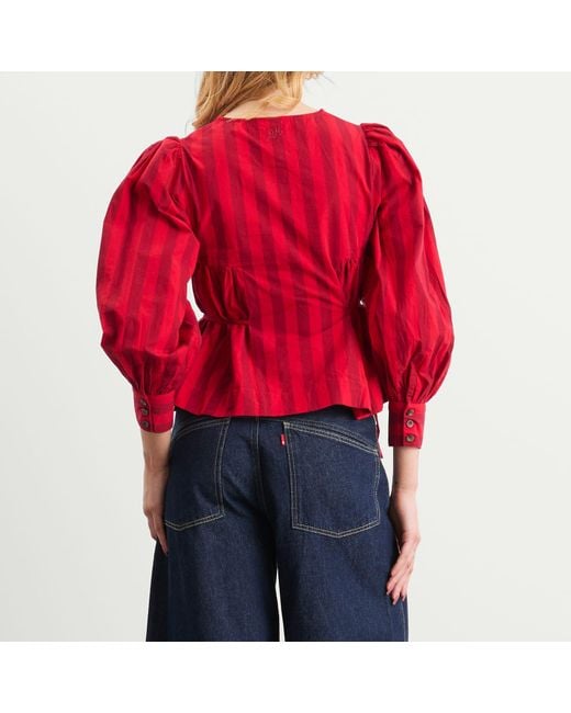 Damson Madder Red Charlize Stripe Blouse