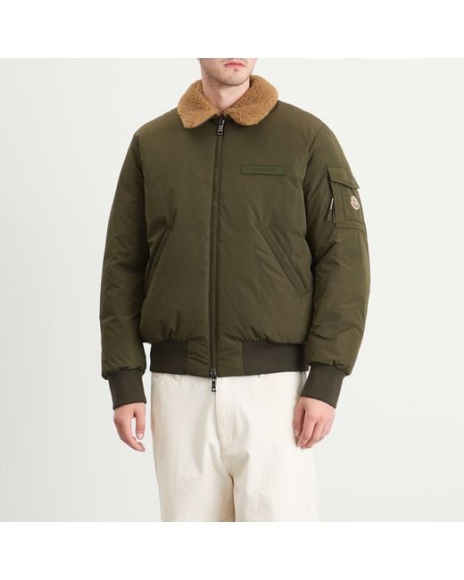 Moncler Green Maulevrier Bomber Reversible Teddy Jacket for men