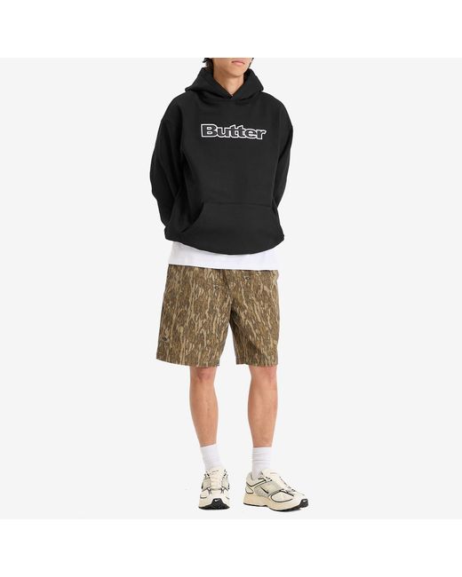 Butter Goods Black Satin Logo Applique Hoodie for men