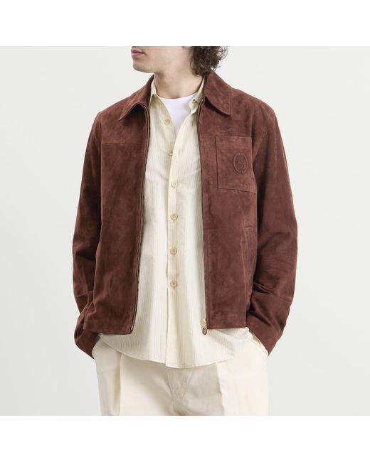 Drole de Monsieur Brown D Mirror Zipped Leather Jacket for men