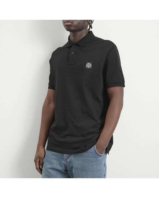 Stone Island Black Patch Logo Polo for men