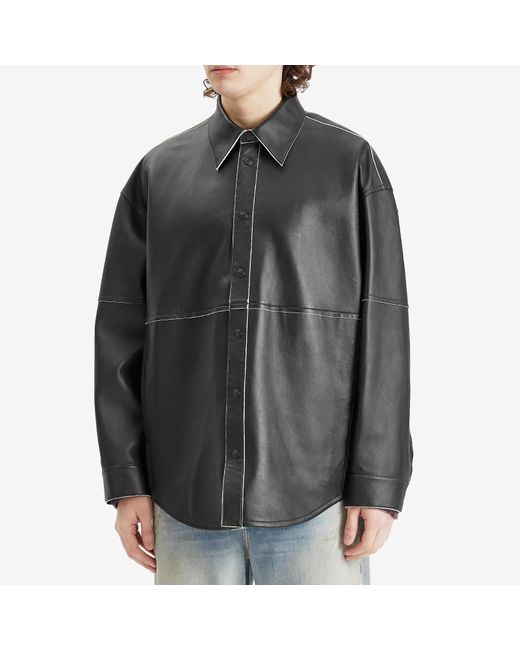 Acne Black Leather Overshirt for men