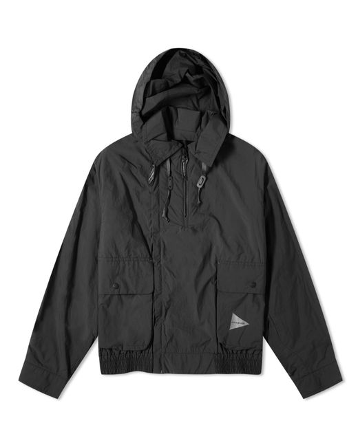 And Wander Black Water Repellant Light Popover Jacket for men