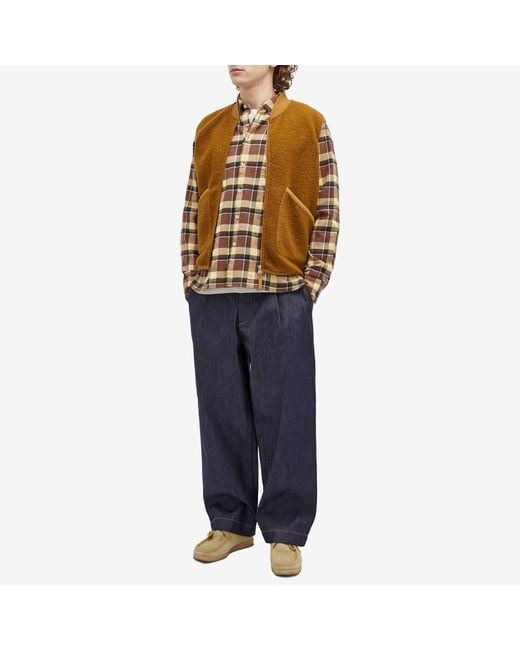 Universal Works Brown Lazy Day Check Shirt for men